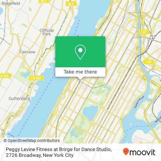 Peggy Levine Fitness at Brirge for Dance Studio, 2726 Broadway map