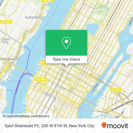 Mapa de Sybil Shainwald PC, 200 W 57th St