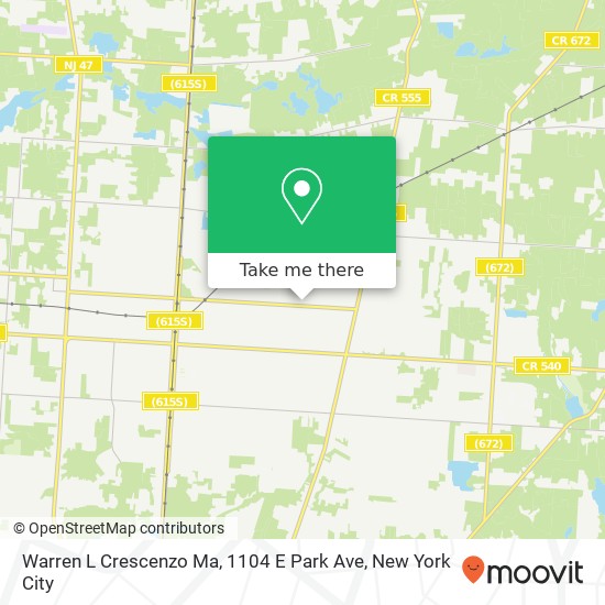 Mapa de Warren L Crescenzo Ma, 1104 E Park Ave
