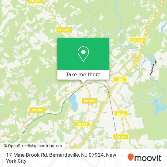 Mapa de 17 Mine Brook Rd, Bernardsville, NJ 07924