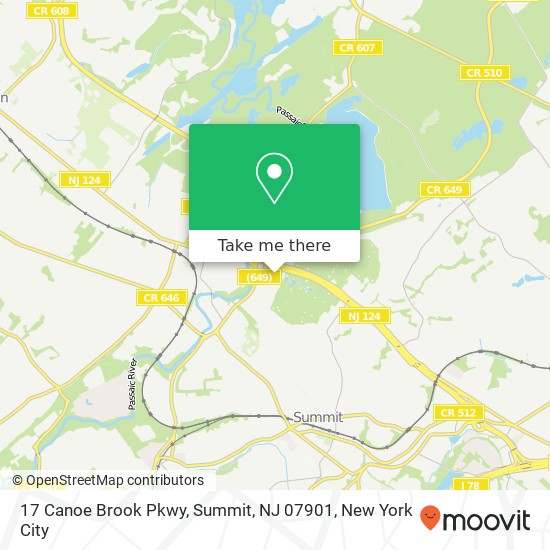 Mapa de 17 Canoe Brook Pkwy, Summit, NJ 07901