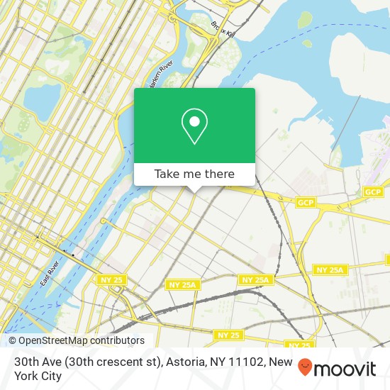 Mapa de 30th Ave (30th crescent st), Astoria, NY 11102