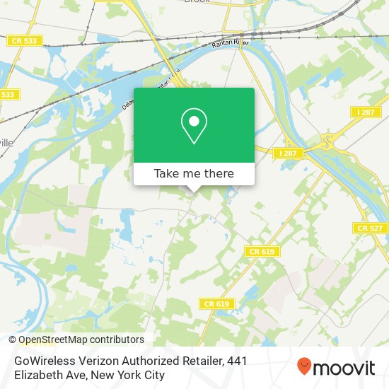 Mapa de GoWireless Verizon Authorized Retailer, 441 Elizabeth Ave