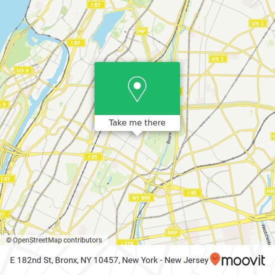 Mapa de E 182nd St, Bronx, NY 10457
