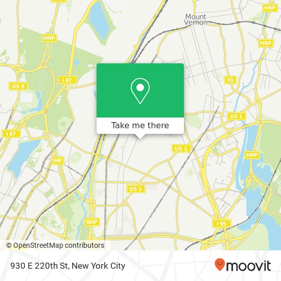 Mapa de 930 E 220th St, Bronx, NY 10469