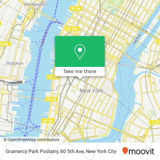 Mapa de Gramercy Park Podiatry, 80 5th Ave