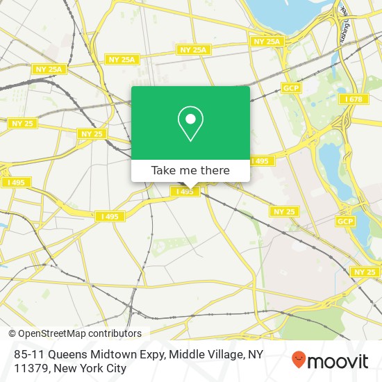Mapa de 85-11 Queens Midtown Expy, Middle Village, NY 11379