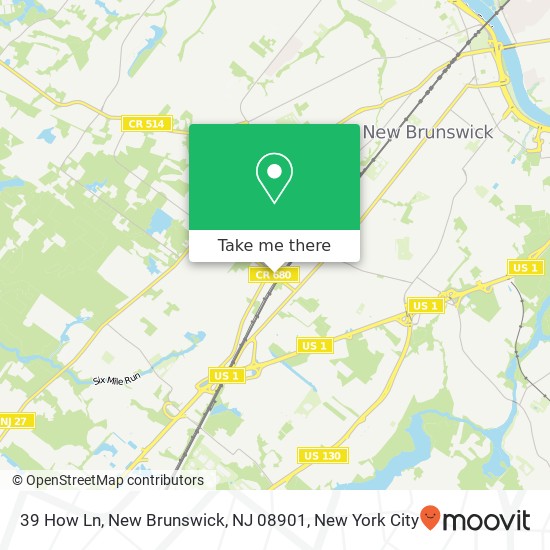 Mapa de 39 How Ln, New Brunswick, NJ 08901