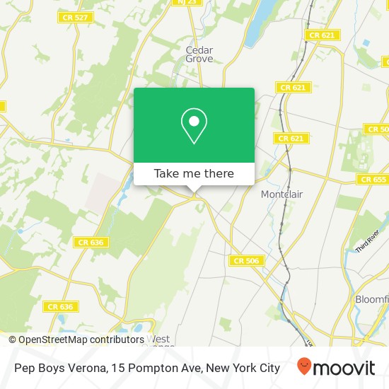 Mapa de Pep Boys Verona, 15 Pompton Ave