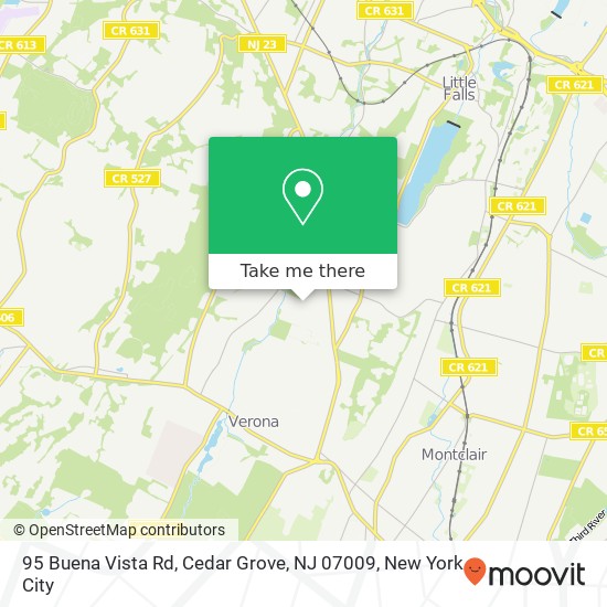 Mapa de 95 Buena Vista Rd, Cedar Grove, NJ 07009