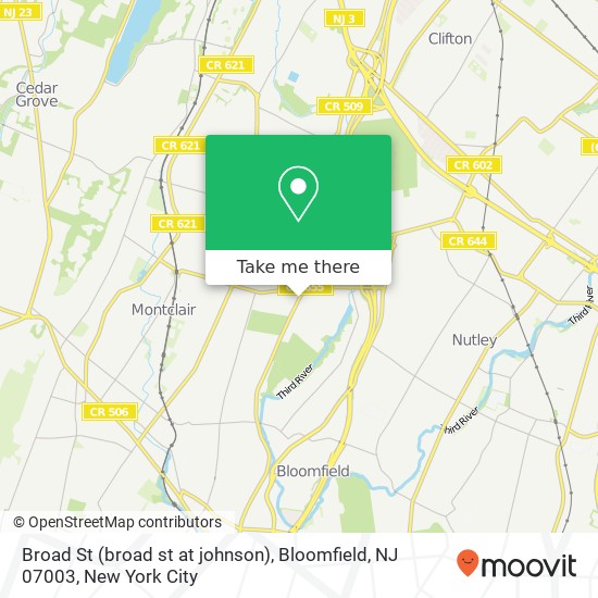 Mapa de Broad St (broad st at johnson), Bloomfield, NJ 07003