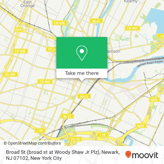 Mapa de Broad St (broad st at Woody Shaw Jr Plz), Newark, NJ 07102