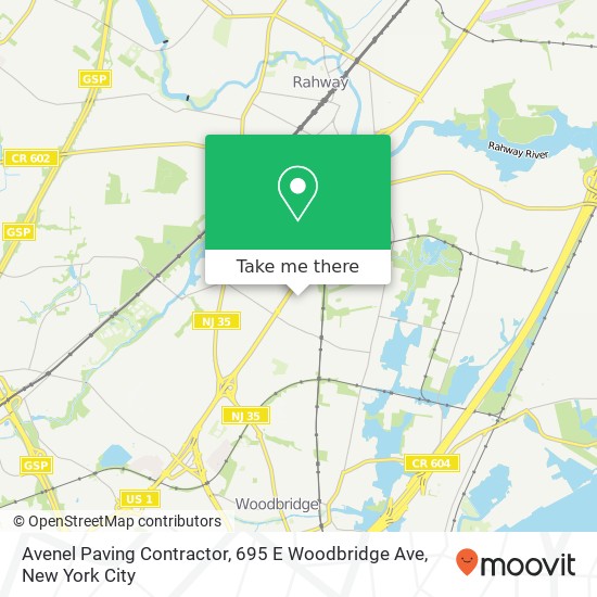 Mapa de Avenel Paving Contractor, 695 E Woodbridge Ave
