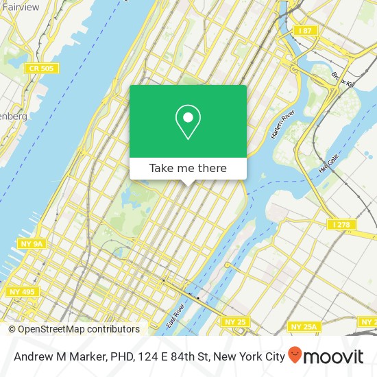 Mapa de Andrew M Marker, PHD, 124 E 84th St