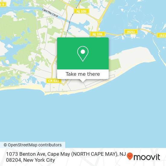 Mapa de 1073 Benton Ave, Cape May (NORTH CAPE MAY), NJ 08204