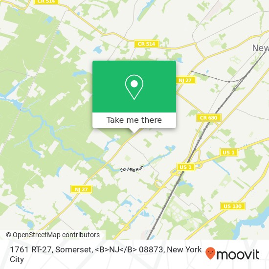 Mapa de 1761 RT-27, Somerset, <B>NJ< / B> 08873