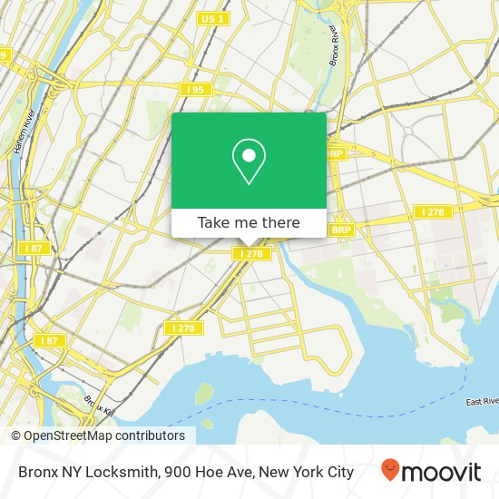 Mapa de Bronx NY Locksmith, 900 Hoe Ave