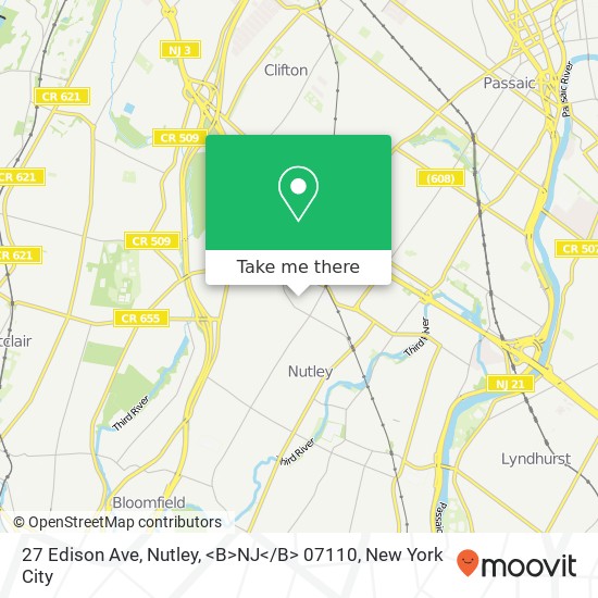 27 Edison Ave, Nutley, <B>NJ< / B> 07110 map