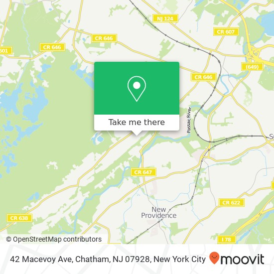 Mapa de 42 Macevoy Ave, Chatham, NJ 07928