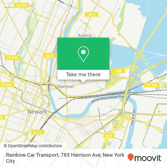 Mapa de Rainbow Car Transport, 785 Harrison Ave