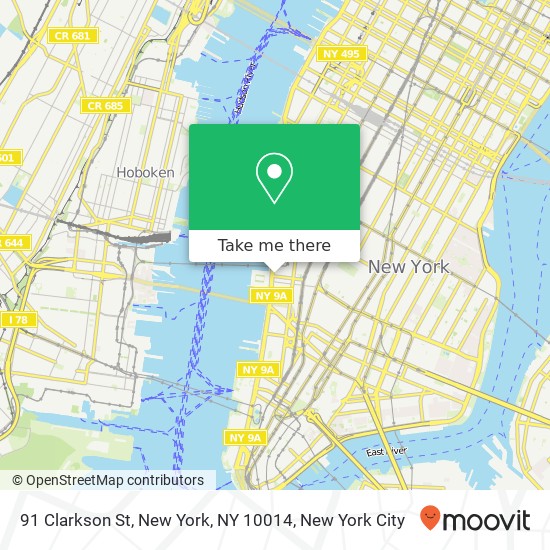 Mapa de 91 Clarkson St, New York, NY 10014