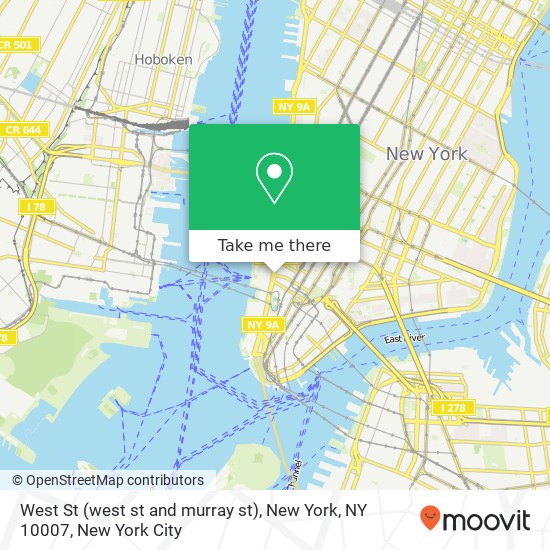 West St (west st and murray st), New York, NY 10007 map