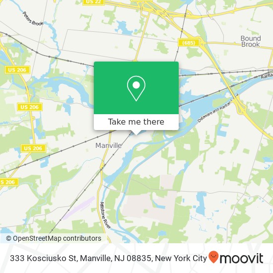 Mapa de 333 Kosciusko St, Manville, NJ 08835