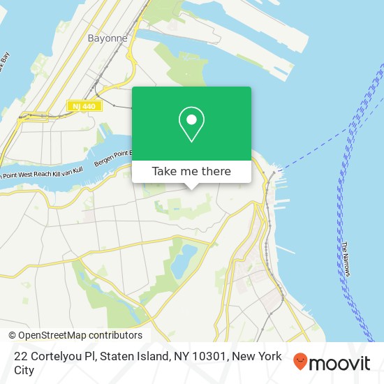 Mapa de 22 Cortelyou Pl, Staten Island, NY 10301