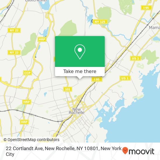 Mapa de 22 Cortlandt Ave, New Rochelle, NY 10801