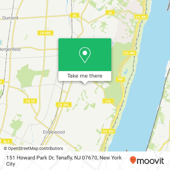 Mapa de 151 Howard Park Dr, Tenafly, NJ 07670