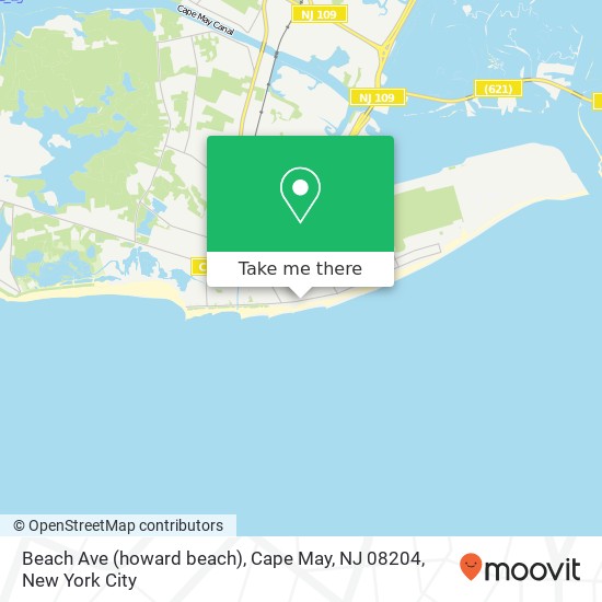 Mapa de Beach Ave (howard beach), Cape May, NJ 08204