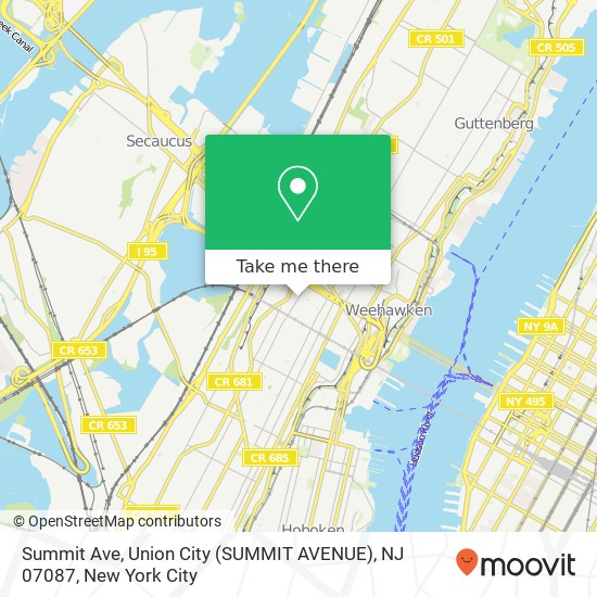 Summit Ave, Union City (SUMMIT AVENUE), NJ 07087 map