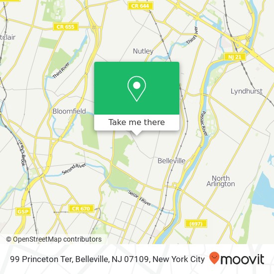 Mapa de 99 Princeton Ter, Belleville, NJ 07109