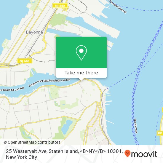 Mapa de 25 Westervelt Ave, Staten Island, <B>NY< / B> 10301