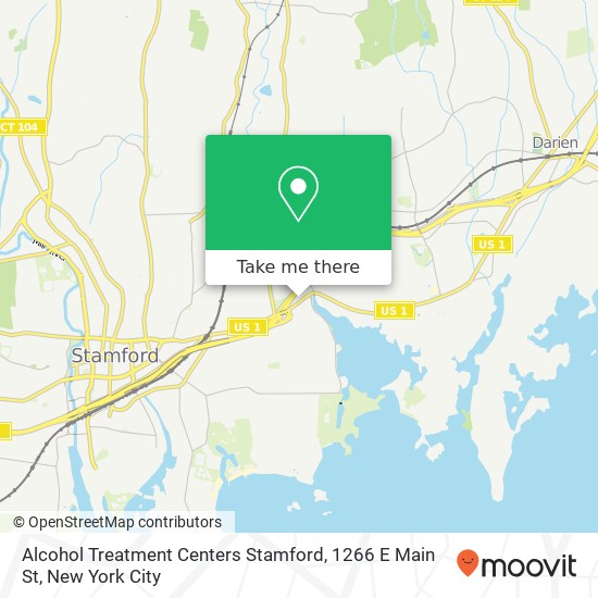 Mapa de Alcohol Treatment Centers Stamford, 1266 E Main St