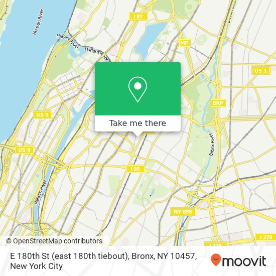 Mapa de E 180th St (east 180th tiebout), Bronx, NY 10457