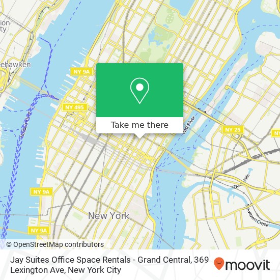 Jay Suites Office Space Rentals - Grand Central, 369 Lexington Ave map