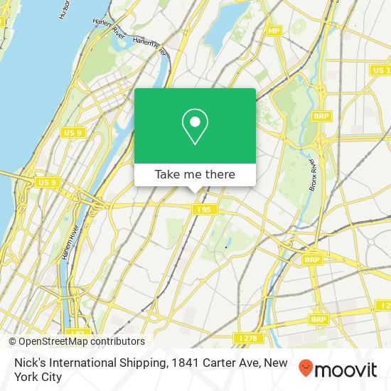 Mapa de Nick's International Shipping, 1841 Carter Ave