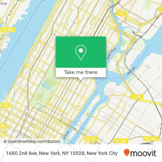 Mapa de 1680 2nd Ave, New York, NY 10028