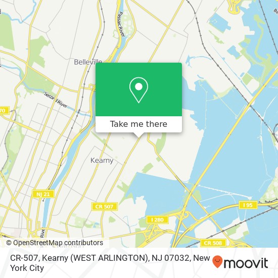 Mapa de CR-507, Kearny (WEST ARLINGTON), NJ 07032