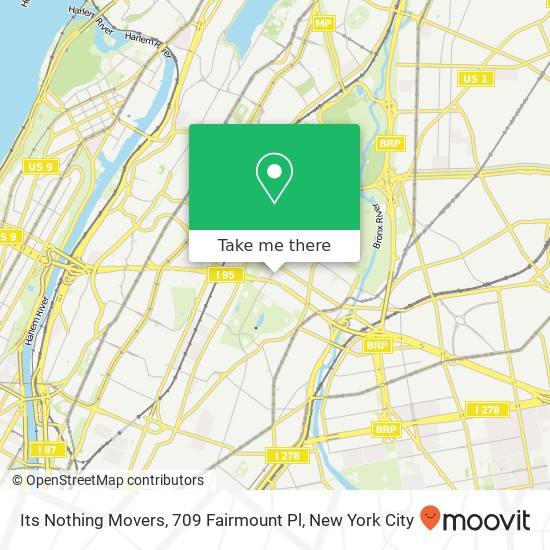 Its Nothing Movers, 709 Fairmount Pl map