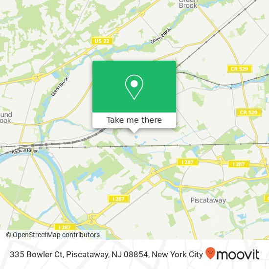 Mapa de 335 Bowler Ct, Piscataway, NJ 08854