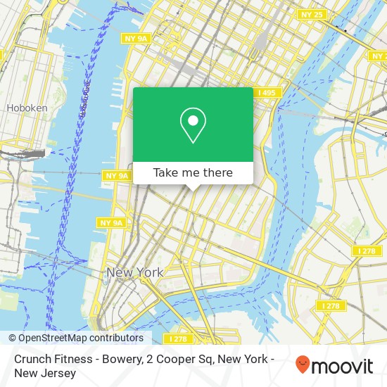 Mapa de Crunch Fitness - Bowery, 2 Cooper Sq