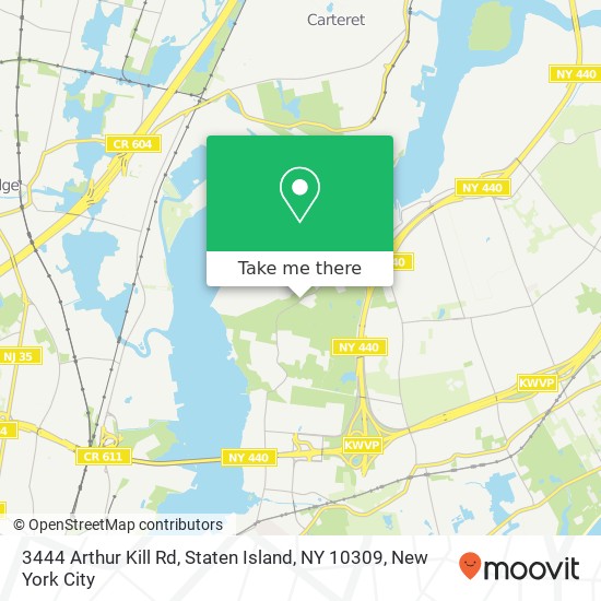 Mapa de 3444 Arthur Kill Rd, Staten Island, NY 10309