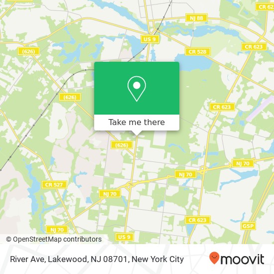 Mapa de River Ave, Lakewood, NJ 08701