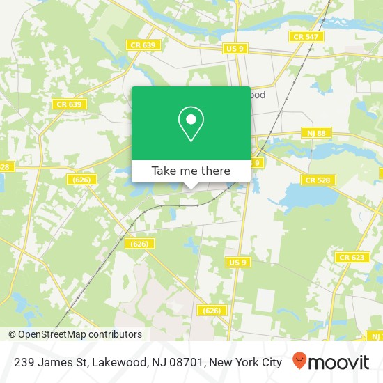 Mapa de 239 James St, Lakewood, NJ 08701