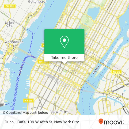 Dunhill Cafe, 109 W 45th St map