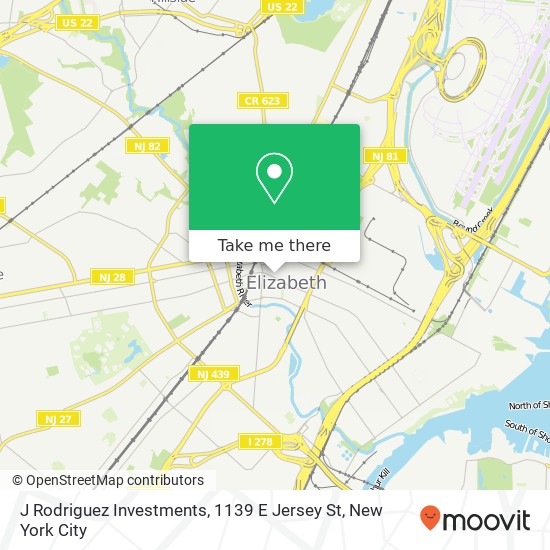 Mapa de J Rodriguez Investments, 1139 E Jersey St