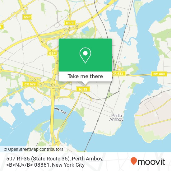 Mapa de 507 RT-35 (State Route 35), Perth Amboy, <B>NJ< / B> 08861