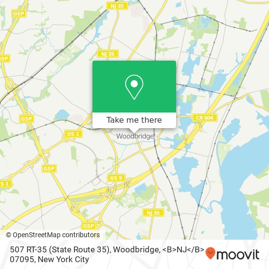 Mapa de 507 RT-35 (State Route 35), Woodbridge, <B>NJ< / B> 07095